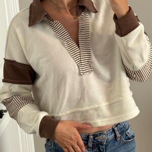 Altar'd State Cream and Brown Sweater